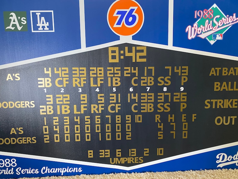 Los Angeles LA Dodgers Dodger Stadium Scoreboard 1988 World Etsy