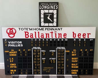 Connie Mack Stadium Replica Scoreboard 1960&#39;s Philadelphia Phillies Sign Wall Art Decal Shibe Park Christmas Gift Dad Brother Son