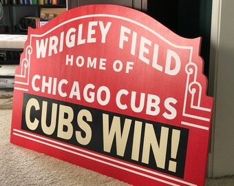 Chicago Cubs Wrigley Field Marquee | Choose Your Custom Message | 30"x21" Chicago Sports Wall Art Decor Bar Basement Gift Chicago Baseball