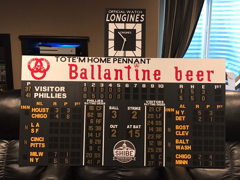 Connie Mack Stadium Scoreboard Vintage Classic 1960 S Philadelphia Phillies Sign Wall Art Decal Shibe Park Father Day Gift