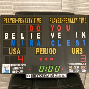 1980 USA Hockey Replica Scoreboard - Gold Medal - Do You Believe In Miracles? Miracle on Ice