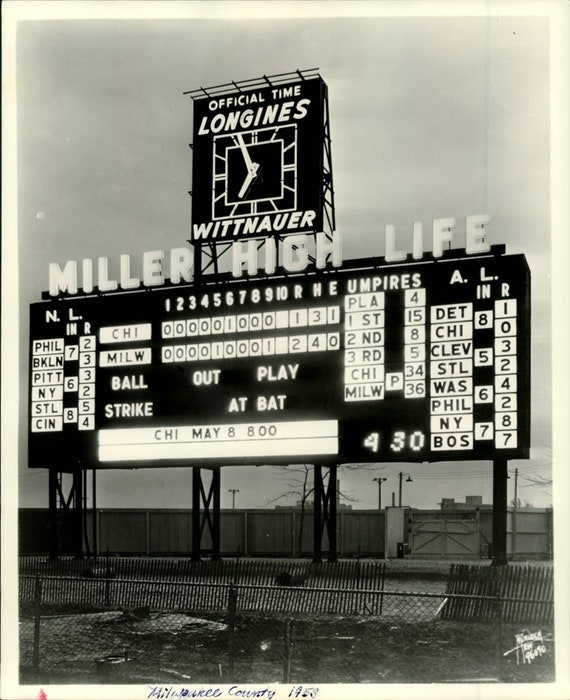 County Stadium Replica Scoreboard 1950's Milwaukee Braves Sign