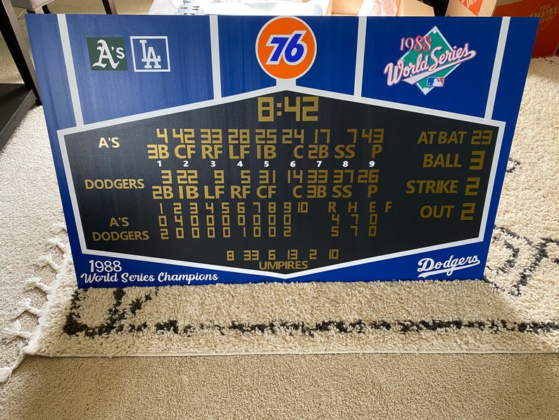 Los Angeles LA Dodgers Dodger Stadium Scoreboard 1988 World Etsy