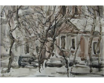 Winter etude - original watercolor