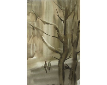 In winter - original watercolor