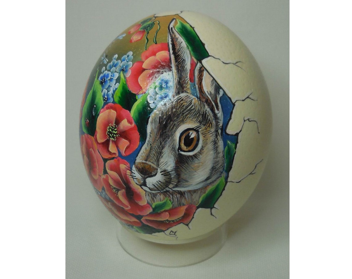 Easter Egg Original Acrylic Painting on Ostrich Egg Etsy