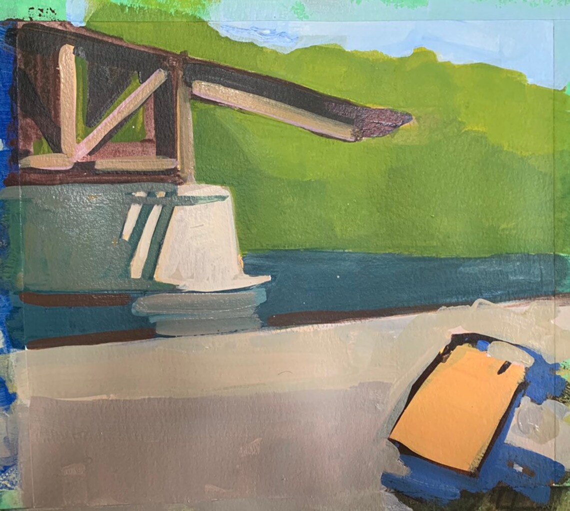 Silla de césped pintura de paisaje contemporáneo | Etsy