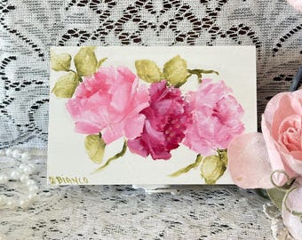 Hand-Painted Pink Roses Trinket Box: Vintage Keepsake Jewelry Box