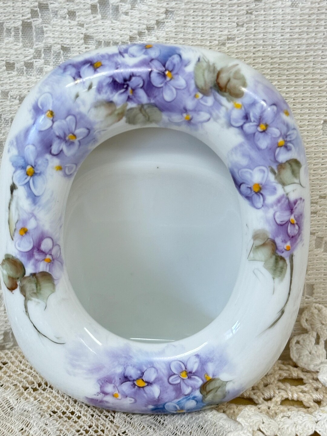Porcelain Picture Frame Hand Painted Multiple Violets Oval 4 X 3 1/2 ...