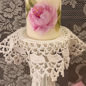 Hand-Painted Pillar Candle: Pink Rose Shabby Chic Wedding Decor