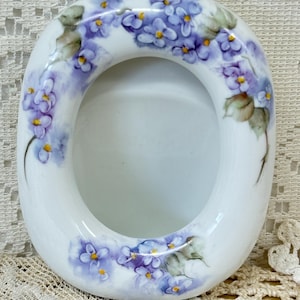 Porcelain picture frame hand painted multiple violets oval 4 x 3 1/2 outside measure