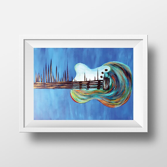 Colorful Guitar Wall Decor Guitar Wall Art Printable Wall Etsy