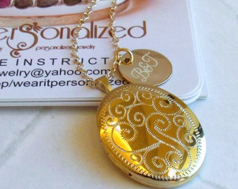 14kt Gold Filled Oval Locket Necklace 31x20mm, Personalized Photo Locket, Mothers Jewelry, Gold Keepsake Jewelry Locket, Gift for Mom