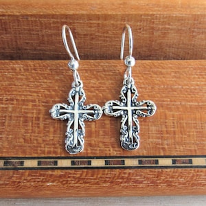 Cross Earrings, Sterling Silver Cross Earrings, Baptism Gift, Godmother Gift, Christian Earrings,Faith Earrings,First Communion,Confirmation