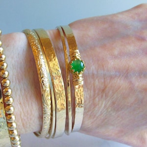 Genuine Green Jade Gold Filled Bangle Bracelet, Natural Jadeite Jade Bracelet, Healing Calm Bracelet, Adjustable Gemstone Bracelet, Wedding