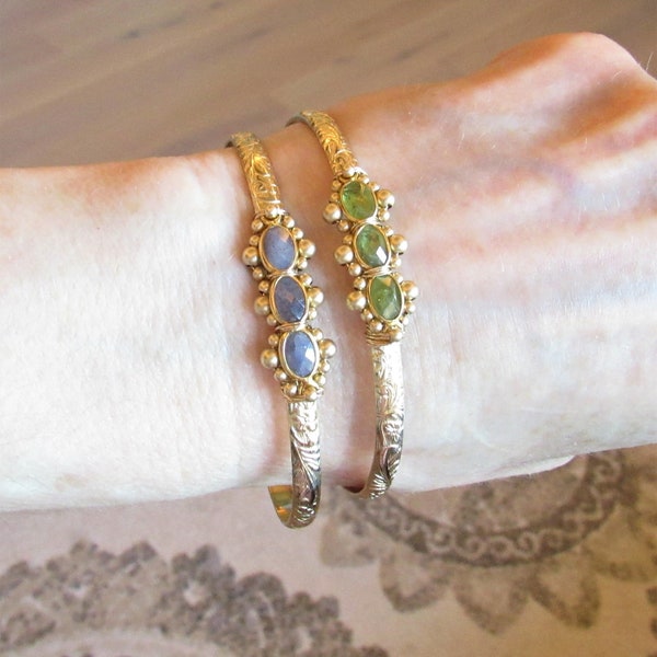 Adjustable Birthstone Stacking Bracelets,  14kt Gold Filled Gemstone Bangle, Personalized Birthday Gift, Stone Bangle Bracelets, Handmade