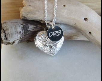 Sterling Silver Heart Locket, Personalized Locket Necklace, Heirloom Keepsake, Engraved Locket, Bridesmaid Gift,Photo Locket, Heart Jewelry