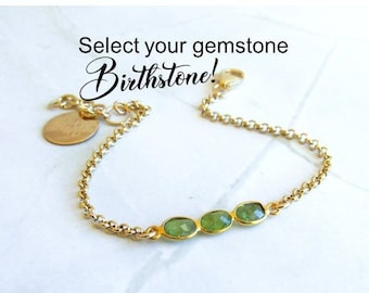 Birthstone Bracelet for Mom, Custom Made Birthstone Gifts for Wife, Gold Family Birthstone Bracelet, Gold Stacking Gemstone Bracelet Gift