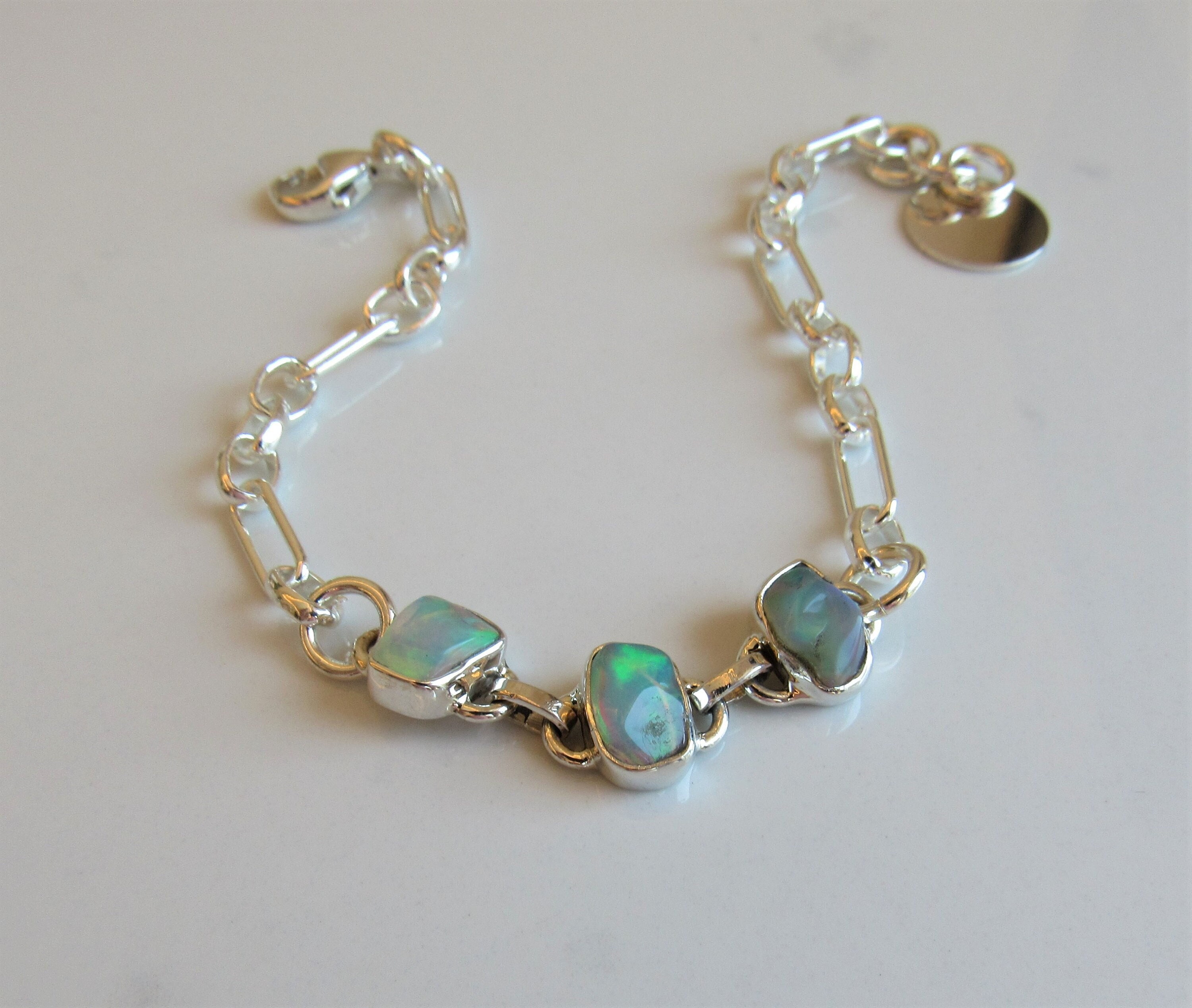 14kgf エチオピア産オパールのbracelet ⌖966 Solid 14K Gold Curb Chain Amethyst Pink Quartz Opal Bracelet