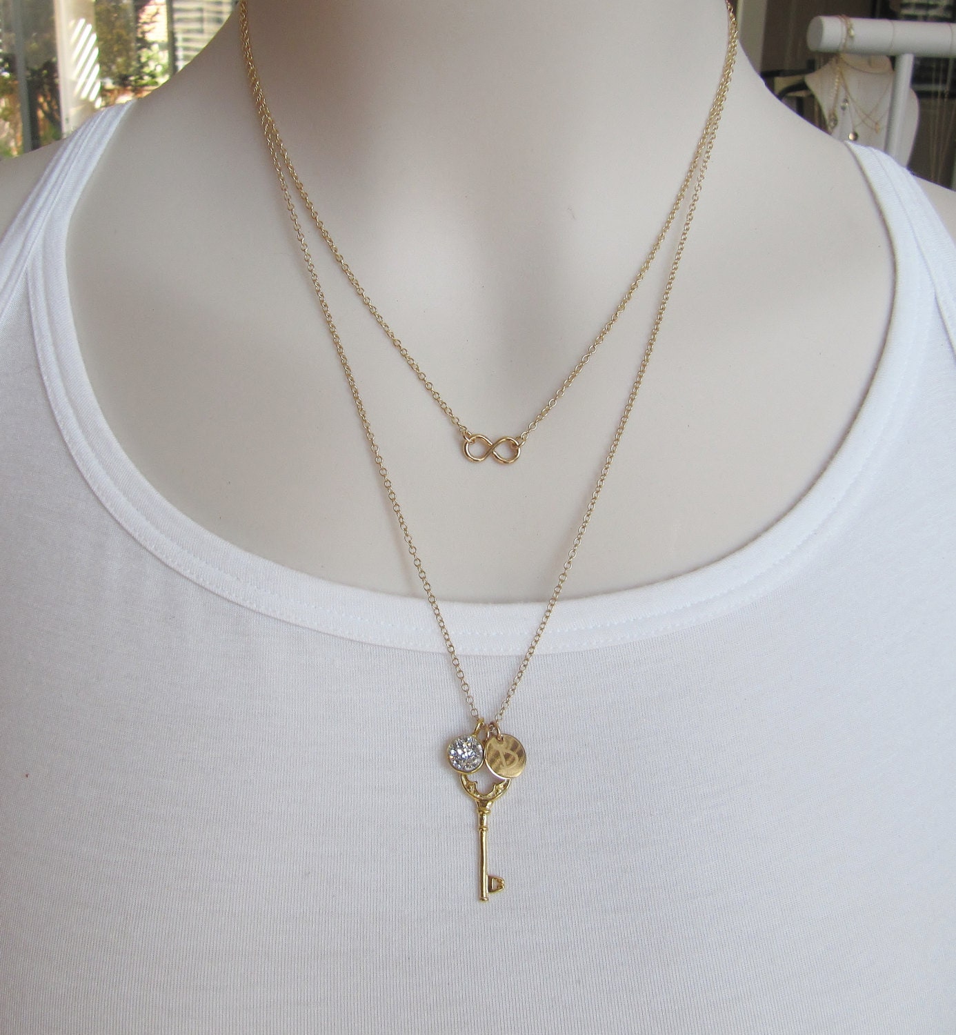 Gold Key and Druzy Personalized Necklace Key Charm Necklace Etsy