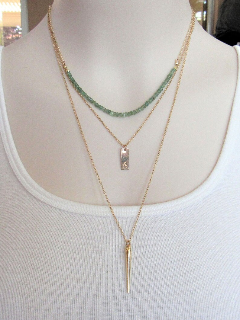 May Birthstone Jewelry Anniversary Gift Gemstone Bar Necklace Emerald Necklace Precious Gemstone Necklace Bridesmaid Jewelry Dainty