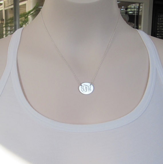 ★人気★ 【SHOVEOFF】 Silver Coin Oval Initial Necklace Sterling Silver Oval Initial Necklace, 20x16mm Initial