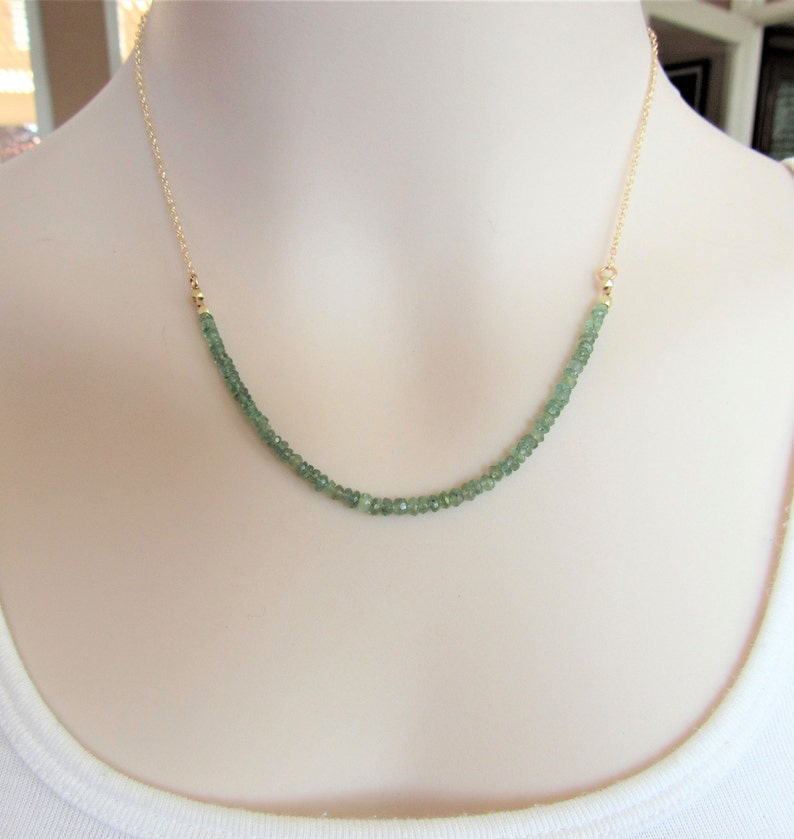 May Birthstone Jewelry Anniversary Gift Gemstone Bar Necklace Emerald Necklace Precious Gemstone Necklace Bridesmaid Jewelry Dainty