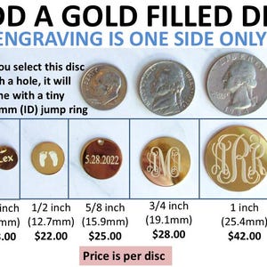 Add a Disc, Custom Engraved Disc, Handwriting Charm, Personalized Gold Disc, Just a Disc, Monogrammed Disc, Add a Dangle, Add on Disc Charm