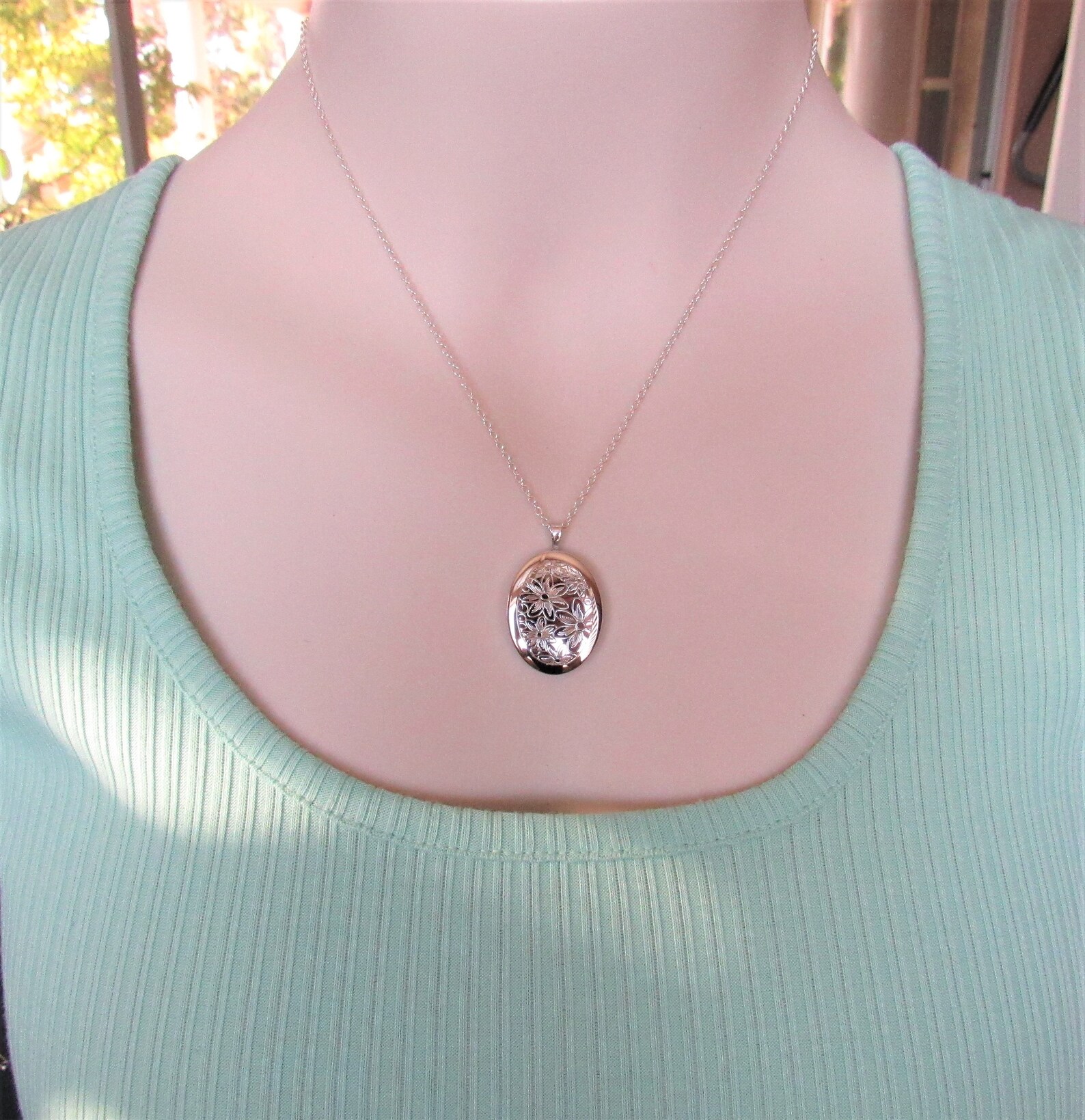 Sterling Silver Locket Necklace Personalized 32x20mm Photo Etsy