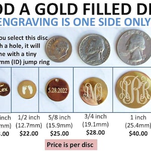 Add a Disc, Custom Engraved Disc, Handwriting Charm, Personalized Gold Disc, Just a Disc, Monogrammed Disc, Add a Dangle, Add on Disc Charm