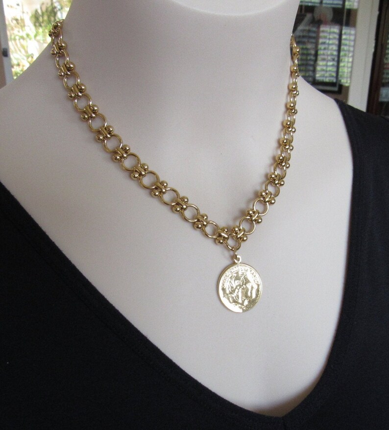 Gold Medallion Necklace Gold Coin Layer Necklace Ancient - Etsy