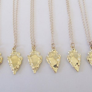 Gold Arrowhead Pendant Necklace, Layering Gold Pieces, Necklace, Unique Tribal Necklace, Bridesmaid Necklace Ideas, Spear Necklace