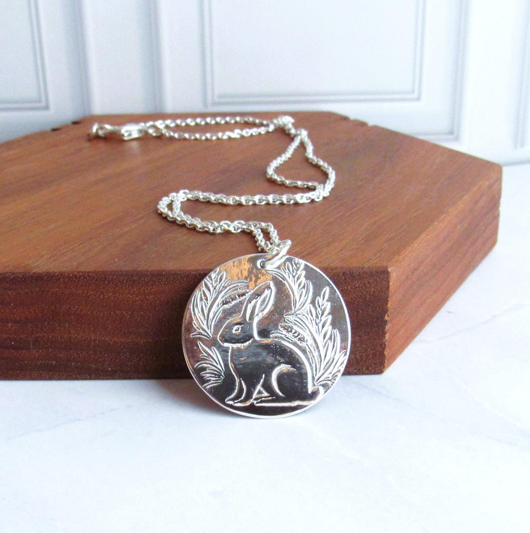 Silver Bunny Rabbit Necklace, Handmade Woodland Creatures, Sterling ...