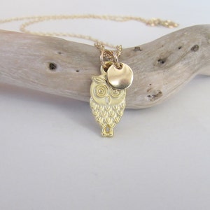 Gold Owl Necklace, Owl Charm Necklace, Owl Jewelry, Personalized Necklace, Tiny Owl Charm, Dainty Gold Charm,Wedding, Bridesmaid,Birthday