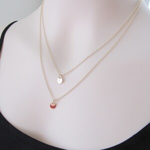 Petite Gold Disc Necklace, Double Layer Initial Necklace, Monogram Disc ...