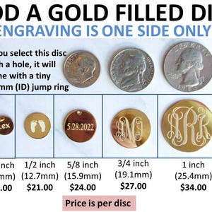 Add a Disc, Custom Engraved Disc, Handwriting Charm, Personalized Gold Disc, Just a Disc, Monogrammed Disc, Add a Dangle, Add on Disc Charm