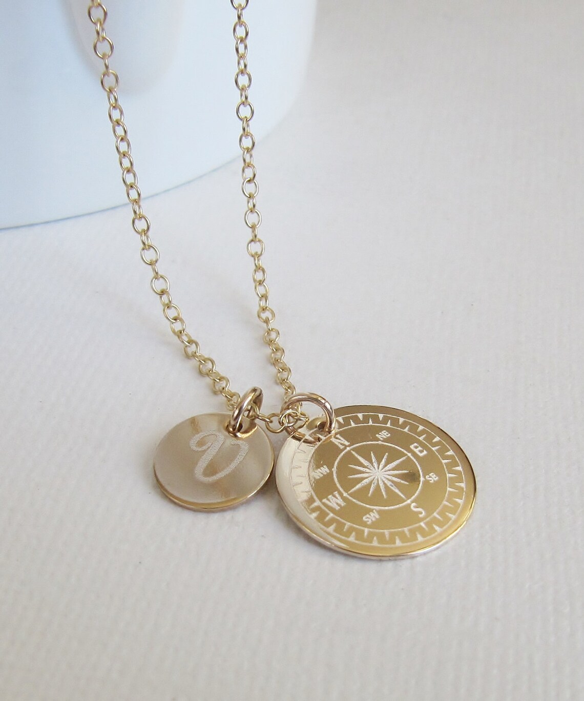 Gold Compass Necklace Personalized Compass Best Friend Etsy