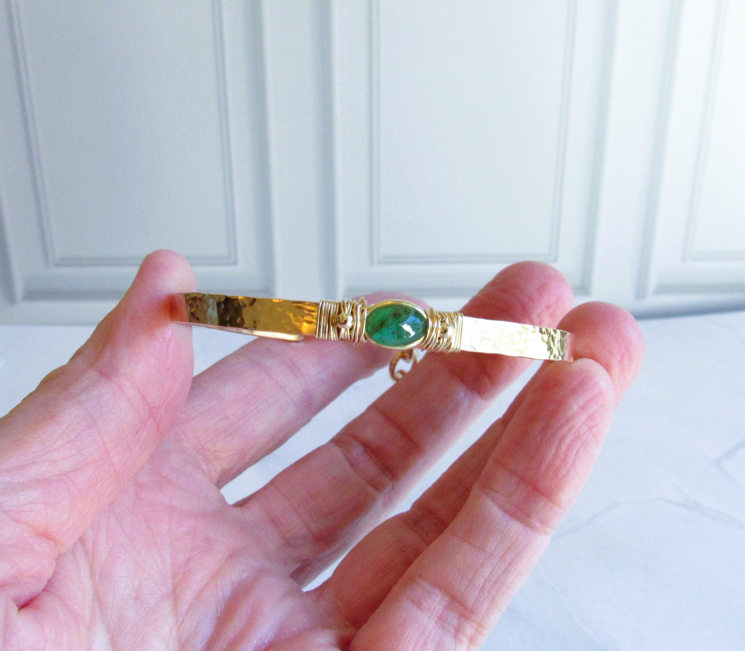 Birthstone Bangle - 18K Gold Vermeil Handmade Gold-filled Birthstone Bangles Made to order! 😍 Ships from MA main image 2