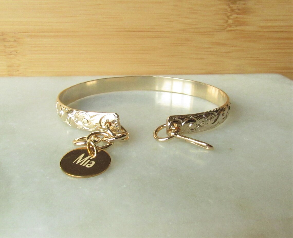 14kt Gold Filled Hawaiian Bangle 6mm Adjustable Cuff Bangle Etsy