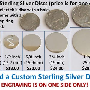 Add a Disc, Engraved Disc, Monogrammed Disc, Custom Handwriting Pendant, Personalized Disc, Sterling Silver Disc, Gift Ideas, Engraved Gift