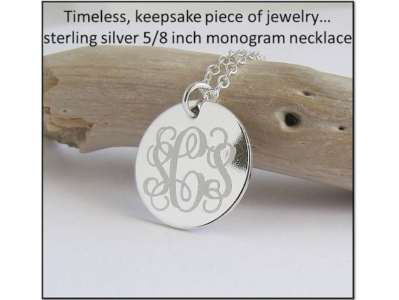 Monogram Pendant Necklace Silver 