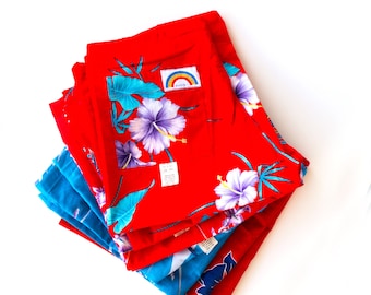 Vintage 70s 80s Hawaiian Surf Shorts Hawaii Tropical Floral 1980s Surfline Jams Style High Waisted Shorts