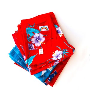 Vintage 70s 80s Hawaiian Surf Shorts Hawaii Tropical Floral 1980s Surfline Jams Style High Waisted Shorts