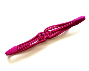 WOWEN SILK Cord BELT /fur Tails Pendant /vintage 80s/ the  display picture 1