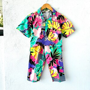 Vintage 70s 80s Hawaiian Shirt Pants Set // Hawaii Aloha Tropical Bright Floral 1980s Outfit