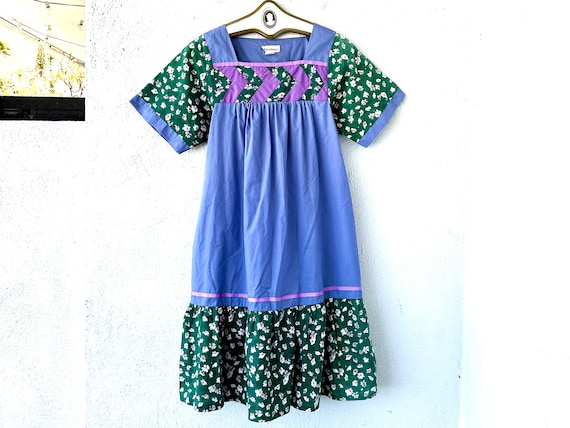 Vintage 70s 80s Hawaiian Muumuu Patchwork Hawaii Dress Floral