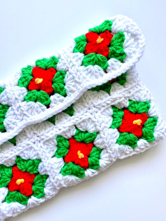 Vintage 60s 70s Granny Square Bag Pouch Crochet W… - image 2