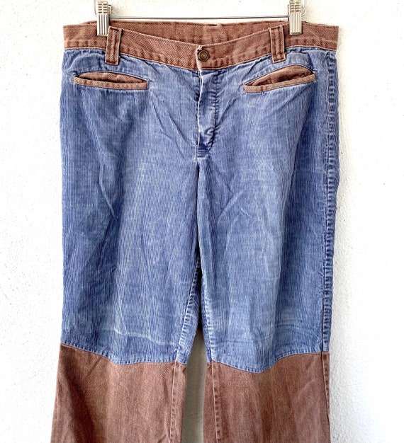 Vintage 70s Corduroy Bell Bottoms Hippie Flare Pa… - image 3