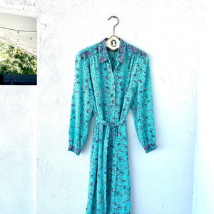 Vintage 70s Shirtdress 1970s Boho Paisley Collared Dress