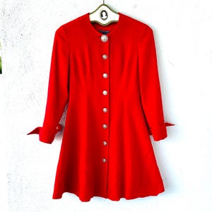 Vintage Gianni Versace Versus Red Dress 1990s Big Button Up Shirtdress Dress Coat
